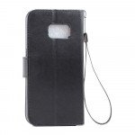 Wholesale Galaxy S7 Folio Flip Leather Wallet Case with Strap (Black)